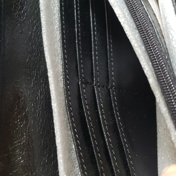 NWT Badgley Mischka Black Leather Gold Studded Wallet Clutch Ann Shine 7.5"x4" - Picture 7 of 16